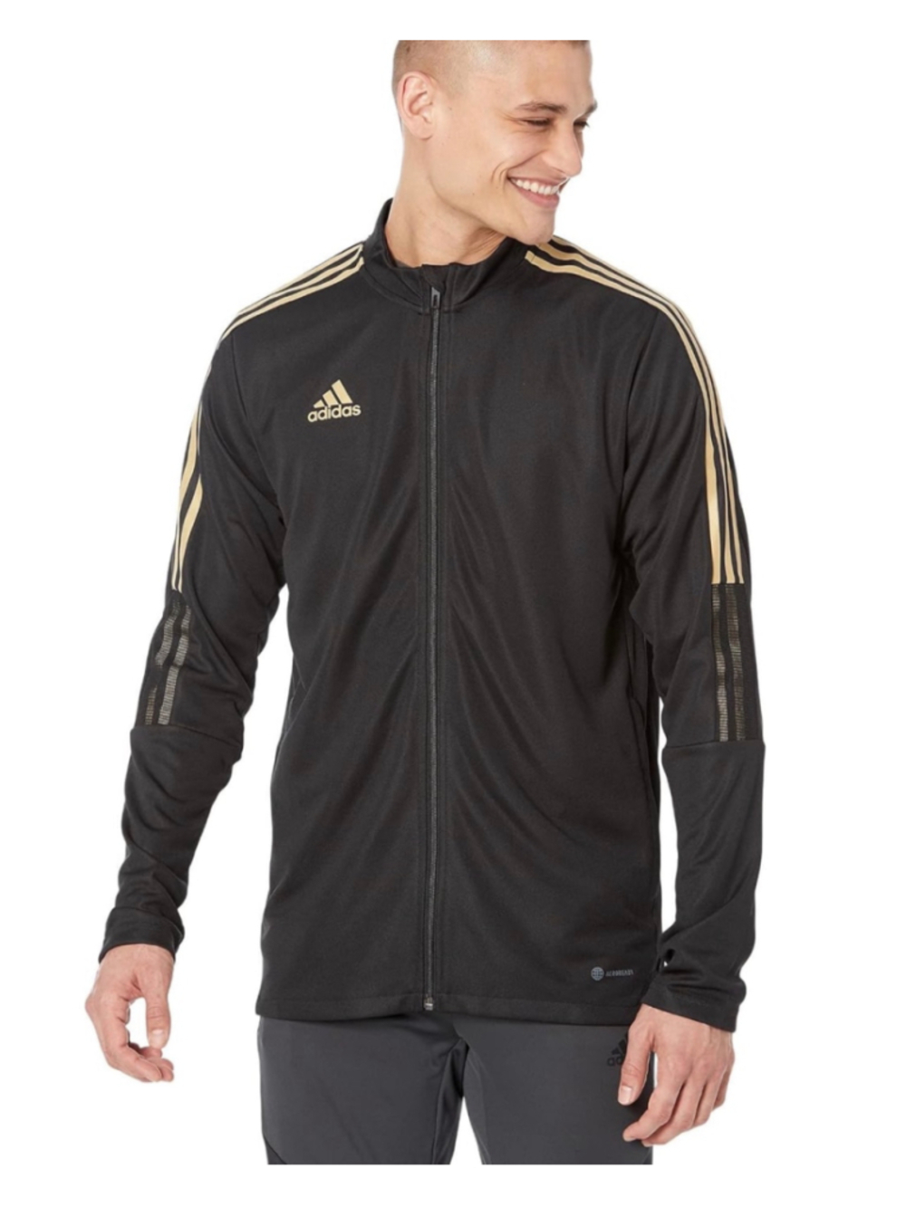 Adidas Mens Black Tiro Aeroready Long Sleeve Pockets Full Zip Track Jacket Sz L